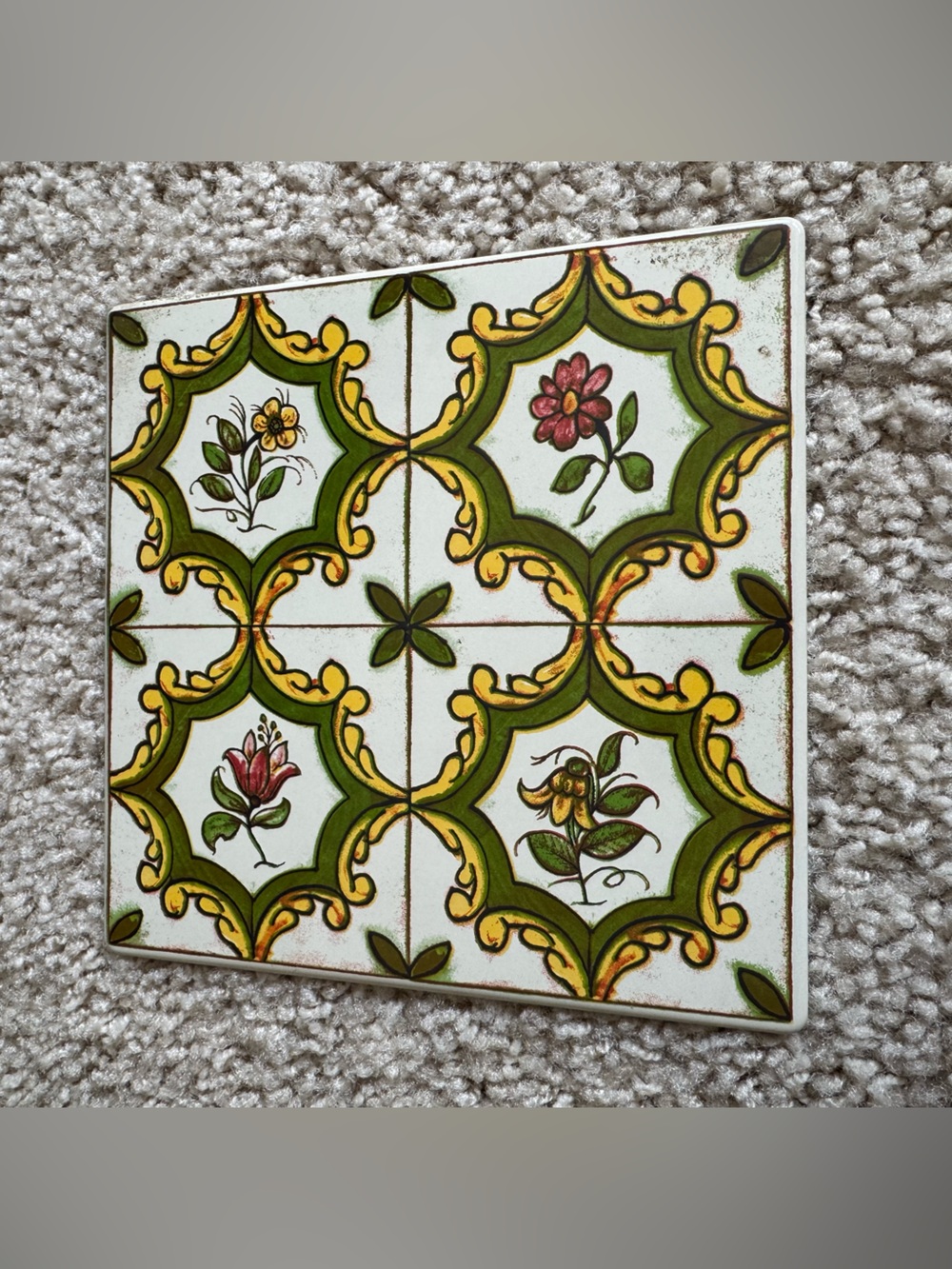 Vintage Georges Briard Metal Tile - Floral